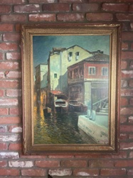 Venetian Canal Scene Oil Painting