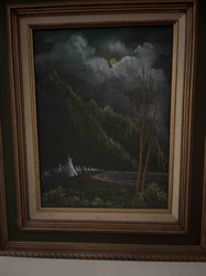 Moonlit Landscape with Teepees and River Painting