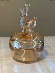 Carnival Glass Poodle Powder Box