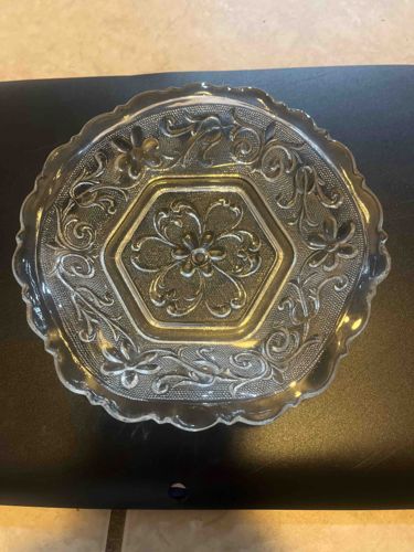 Clear Pressed Glass Scalloped Dish