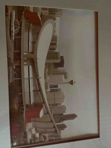 Framed Photograph of Calgary Skyline with Peace Bridge