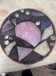 Circular Glass and Stone Mosaic Trivet/Plaque