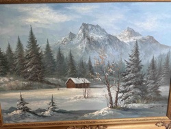 Winter Mountain Landscape Painting