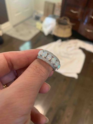 Opal and Diamond/CZ Accent Ring