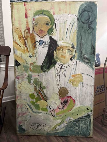 Expressionist Oil Painting of Two Chefs