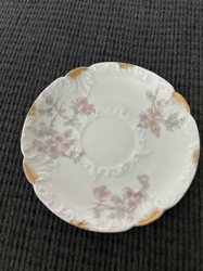Vintage Porcelain Saucer with Gilt and Floral Motifs