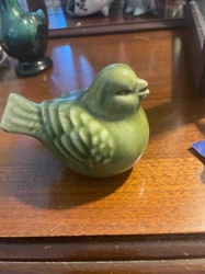 Green Ceramic Bird Figurine
