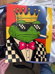 Frog with Crown, Pixel Sunglasses, and Suit Print
