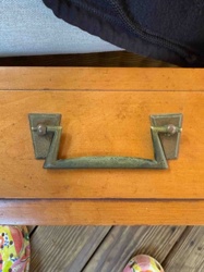 Brass Drawer Pull on Maple Cabinet