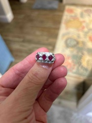 Ruby and Diamond Sterling Silver Band Ring