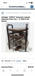 Vintage "KISCO" Hassock 3-Speed Ottoman Floor Fan