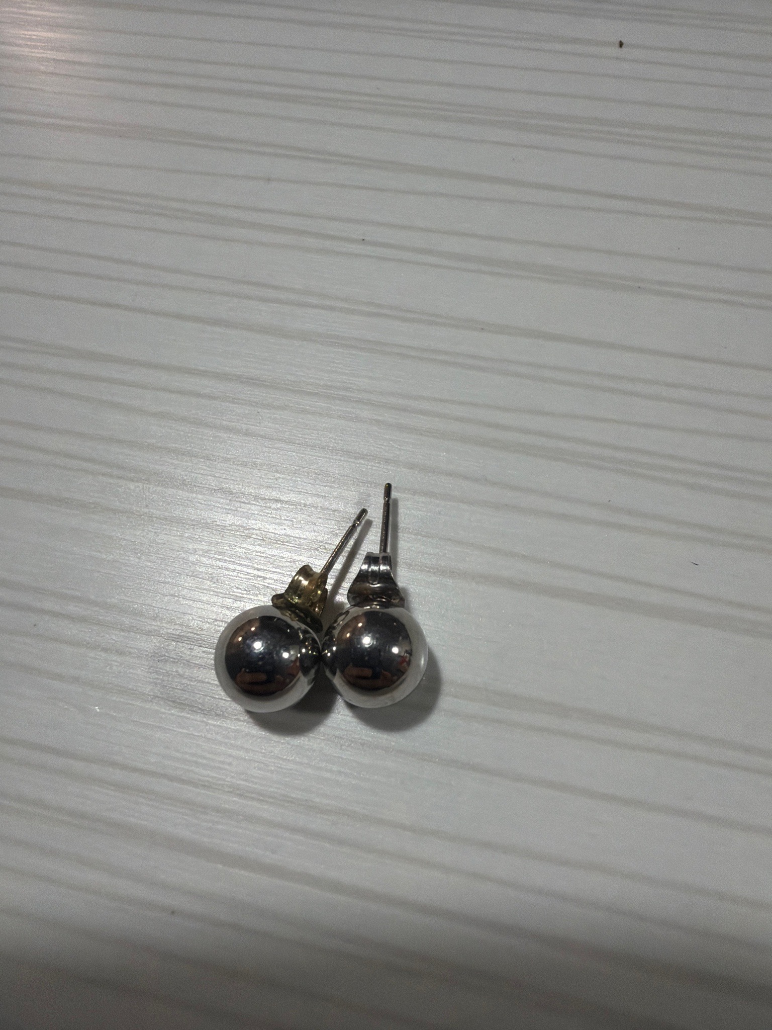 Submitted photo of Silver-tone metal ball stud earrings