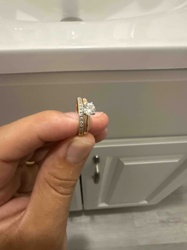 14k Yellow Gold Diamond Solitaire Engagement Ring with Matching Diamond Wedding Band