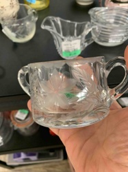 Etched Glass Open Sugar Bowl