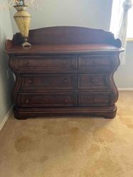 Serpentine Front Six-Drawer Wooden Dresser