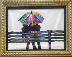 Colorful Umbrella Couple Acrylic Painting