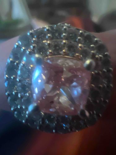 Pink Cushion Cut Double Halo Ring