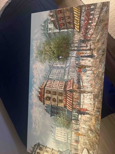 Impressionistic European Cityscape Oil Painting on Canvas