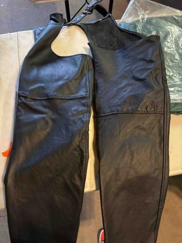Black Leather Motorcycle Chaps