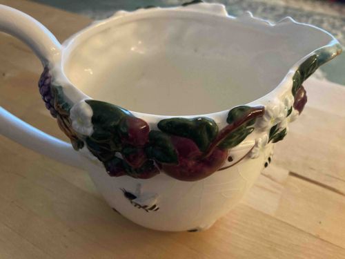 Lefton Fruit and Lattice Ceramic Pitcher / Creamer