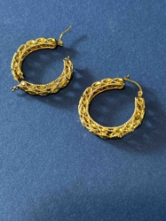 10K Gold Braided Filigree Hoop Earrings