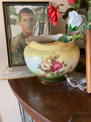 Decorated Ceramic Planter/Bowl with Rose Motif