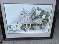 Victorian House with Magnolias (Print)