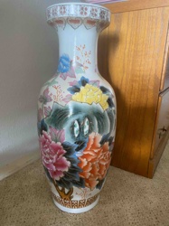 Vintage Chinese Polychrome Floral Porcelain Vase