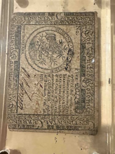 1777 Five Dollar Continental Currency Note
