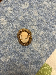 Vintage Cameo Brooch with Faux Pearl Embellishment