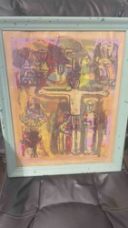 Abstract Religious Themed Painting (Crucifixion and Symbols)