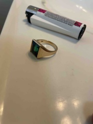 10K Gold Signet Ring with Green Stone