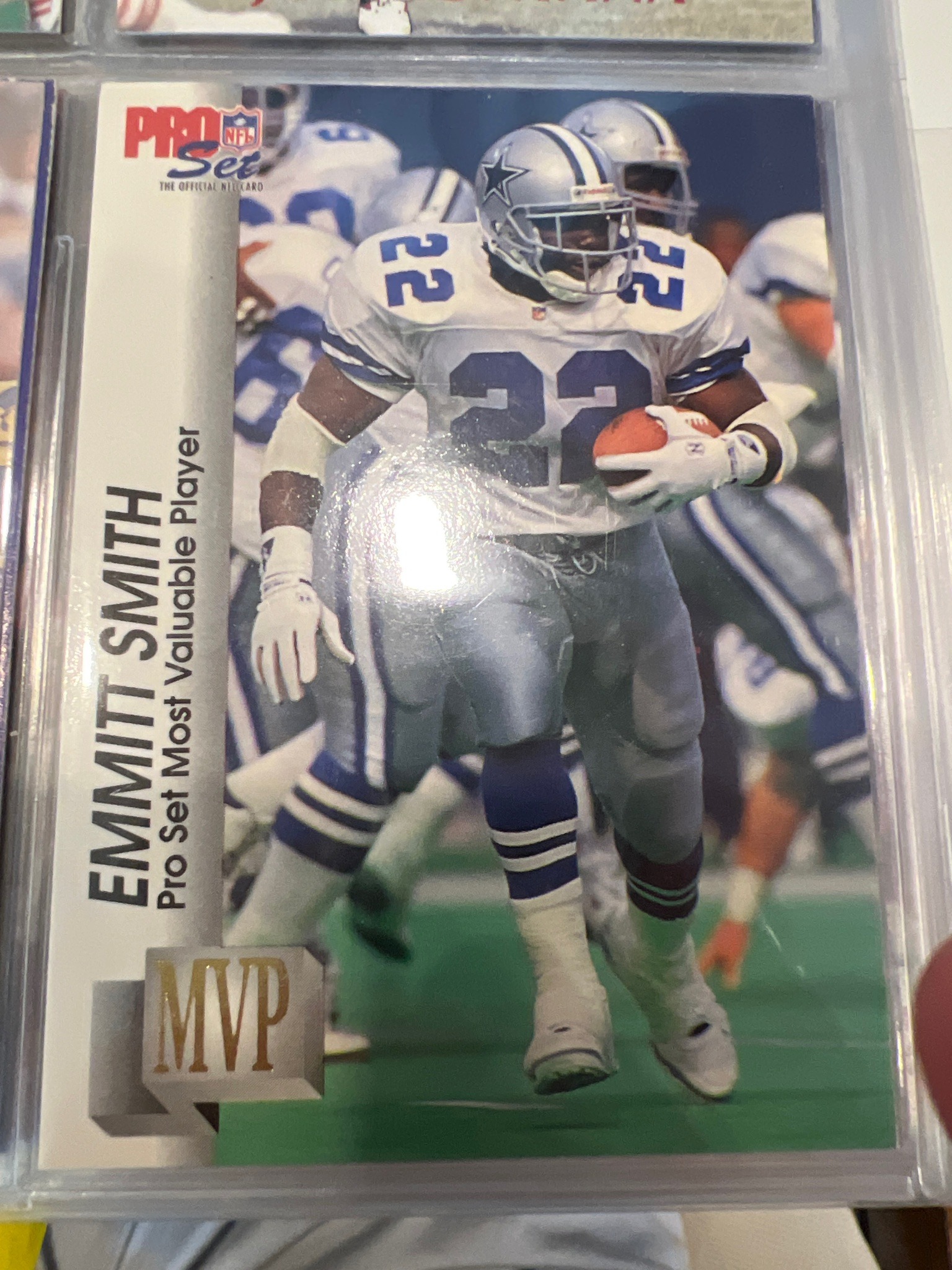 Submitted photo of Emmitt Smith Pro Set Most Valuable Player Trading Card (not authenticated)