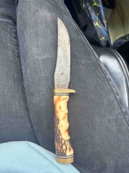 Fixed Blade Hunting Knife with Antler-Style Handle