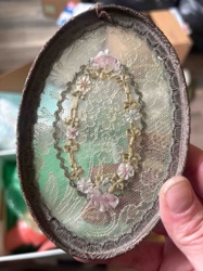 Oval Ribbon and Lace Art Piece