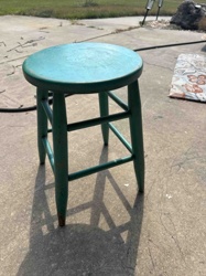 Painted Wooden Round Stool