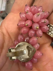 Pink Millefiori Glass Grape Cluster Clip-On Earrings