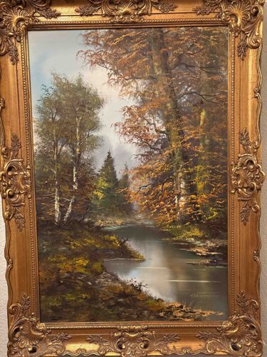 Karl Gatermann the Younger (1913-1991) Signed Autumn River Landscape Oil on Canvas