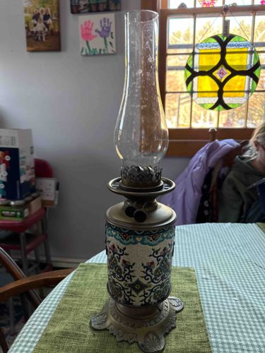 Vintage Middle Eastern Style Cloisonné Enamel Oil Lamp