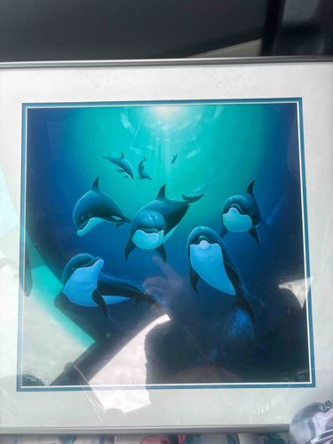 Wayland 1997 Orca and Dolphin Print 'Underwater Serenity'