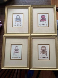 Set of Four Framed Historical Chair Prints