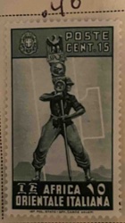 1938 Italian East Africa 'Soldier with Standard' Postage Stamp