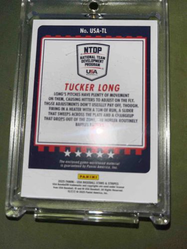 Tucker Long 2020 Panini - USA Baseball Stars & Stripes Trading Card (Back)