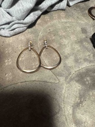 Triangular Hoop Drop Earrings with Pave Stone Posts