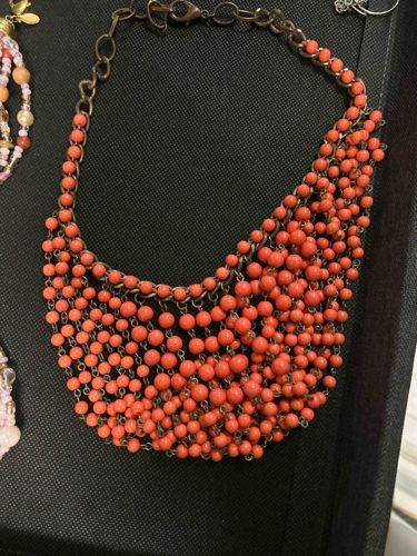 Coral Bead Bib Necklace