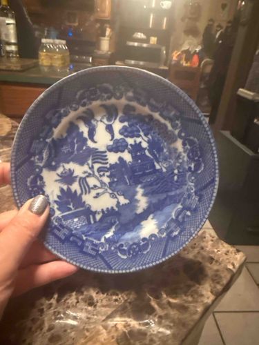 Blue and White Transferware Plate (Willow Pattern)
