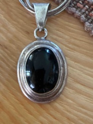 Sterling Silver Black Agate Cabochon Pendant