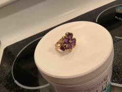 Gold and Amethyst Four-Leaf Clover Ring