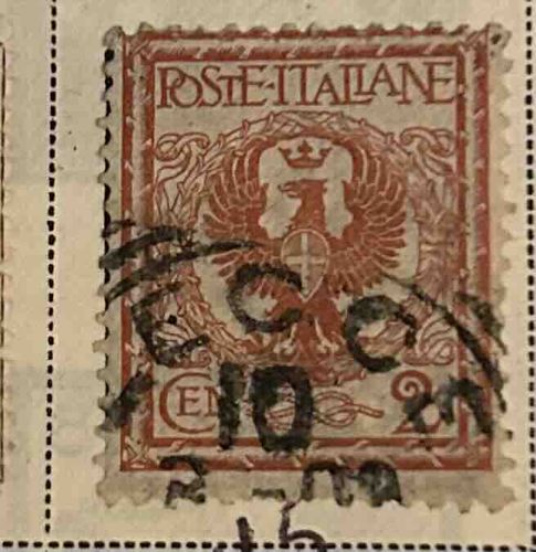 Used 10 Centesimi Italian Stamp, Eagle with Crown and Savoy Shield