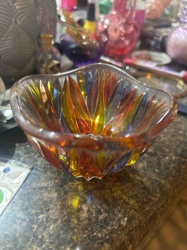 Carnival Glass Petal-Lobe Bowl